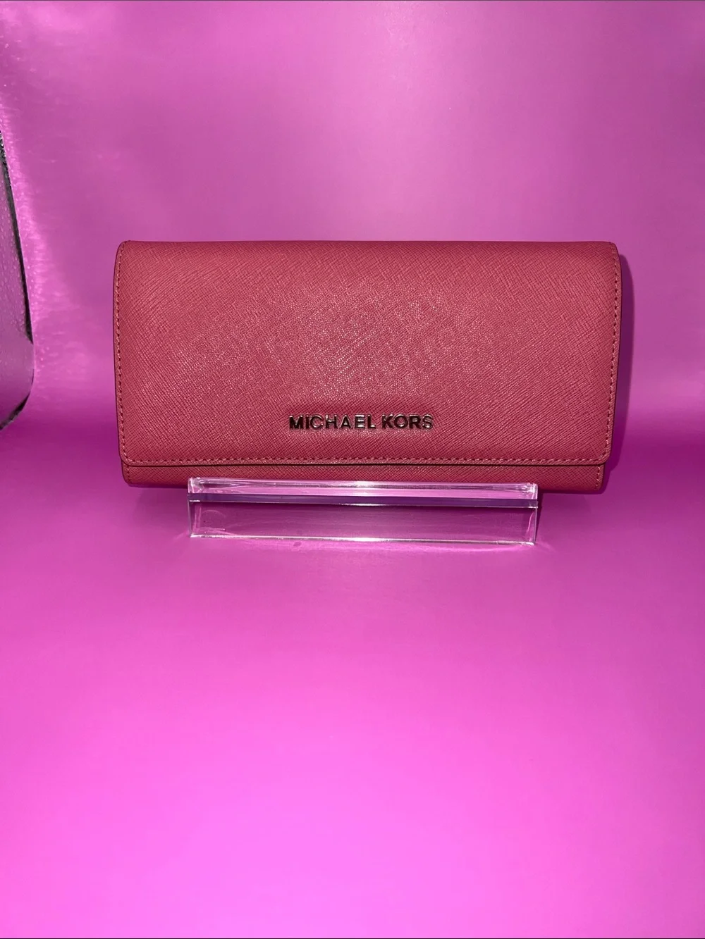 Michael Kors Pink Saffiano Leather Continental Wallet